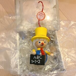 Charming Wooden Clown Toy with Yellow Hat